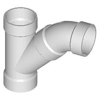 Combo Wye & 1/8 Bend HxHxH (2 Piece) -LR