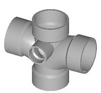 Double Sanitary Tee Side Inlet (HxHxHxHxH SI)-HR