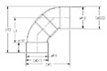 1/4 Bend (90) HxH Long Sweep_asem. Schm